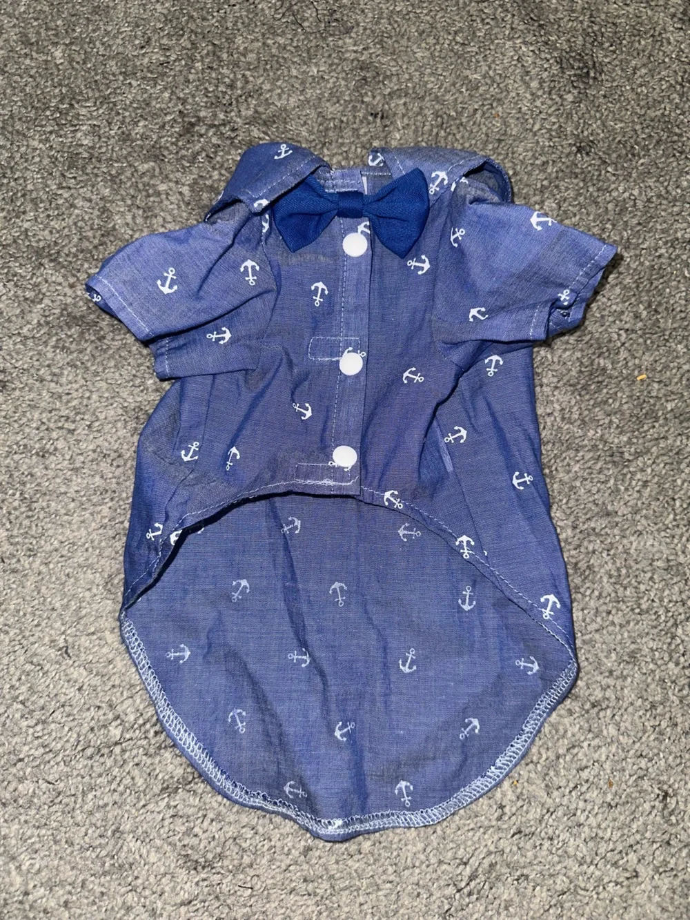 Navy Anchor-Print Dog Shirt with Bow Tie Collar